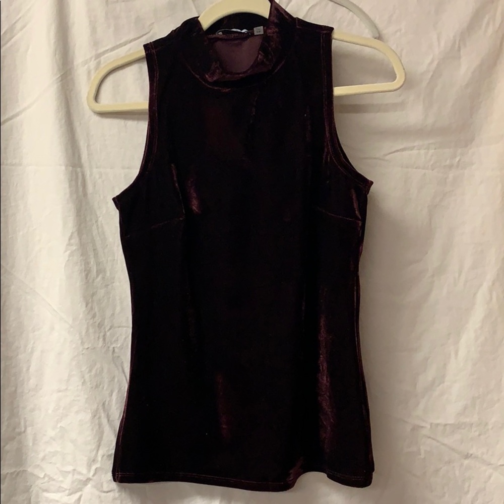 Mock Neck Velvet Sleeveless Top